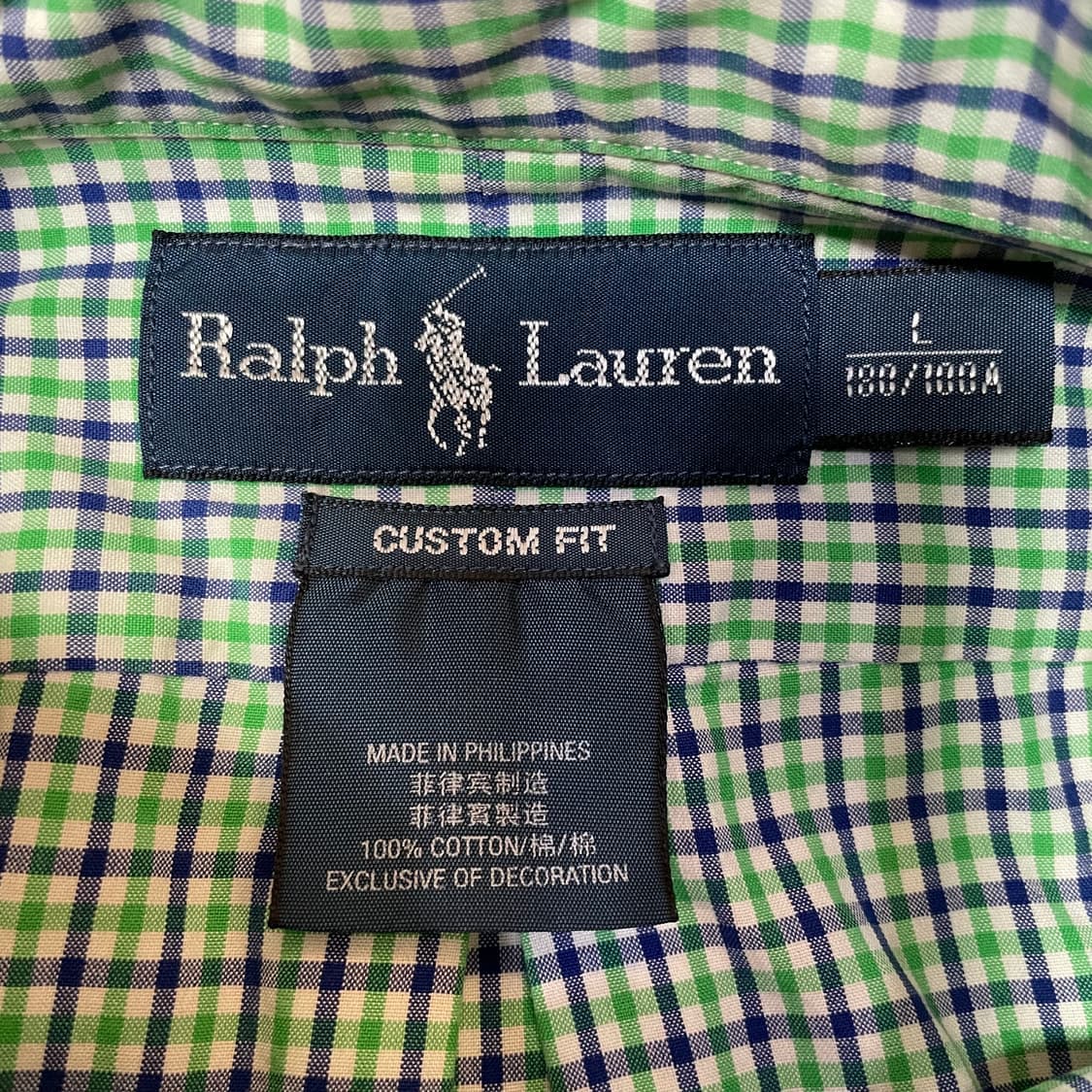 폴로 랄프로렌 그린네이비 체크 커스텀핏 긴팔 셔츠 L 상품이미지5