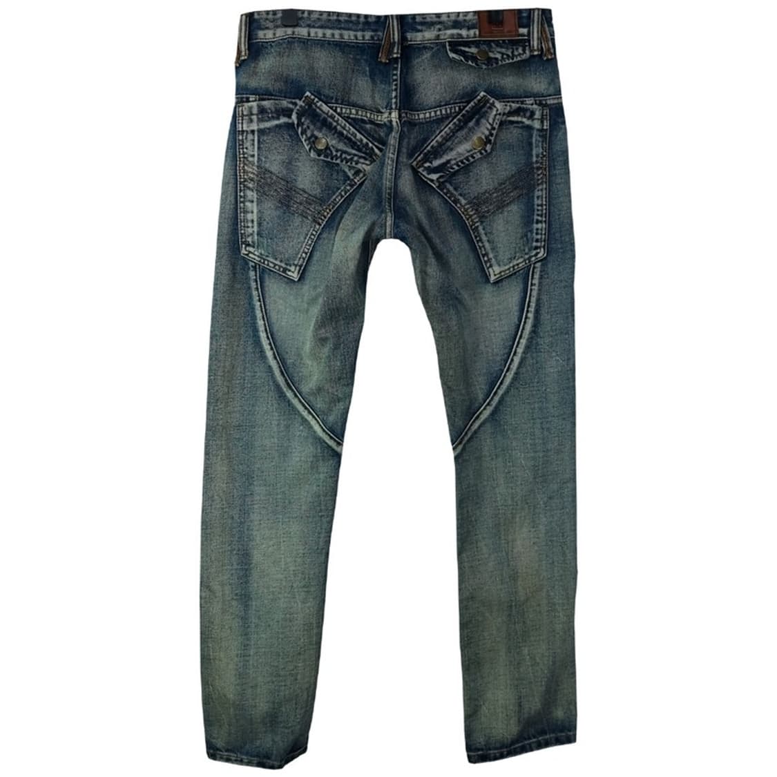 빈티지 워시드 패치 슬림핏 바이커진 바이커 데님 팬츠 청바지 M16790 상품이미지3