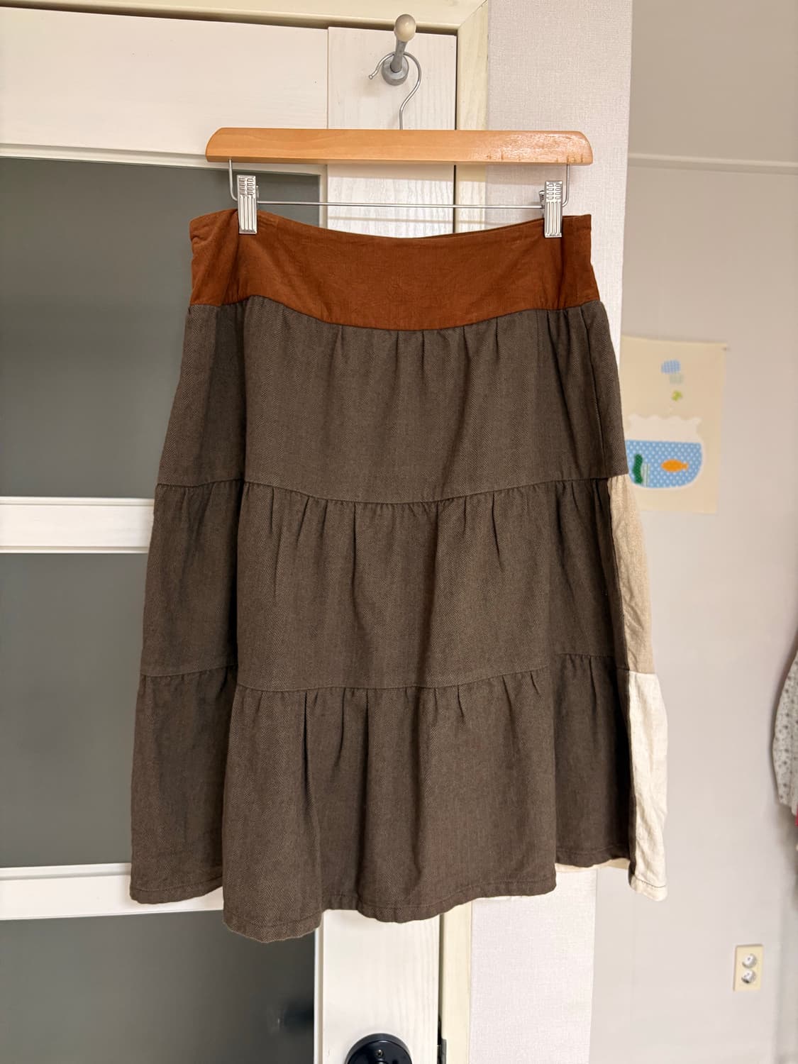 브라운 패치 미디 스커트 상품이미지5