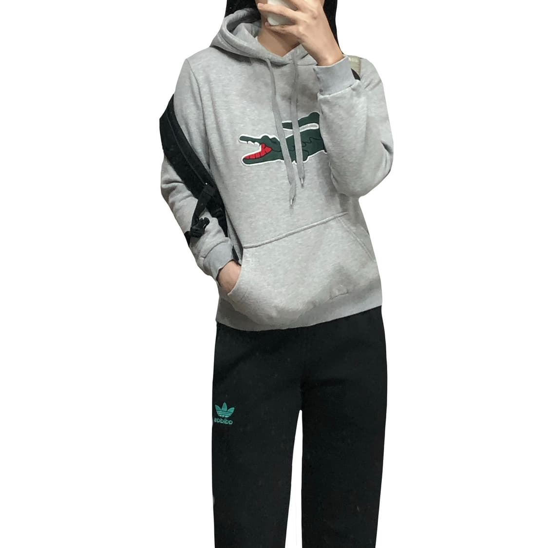 라코스테 빈티지 여자 기모 후드 티셔츠 상품이미지2