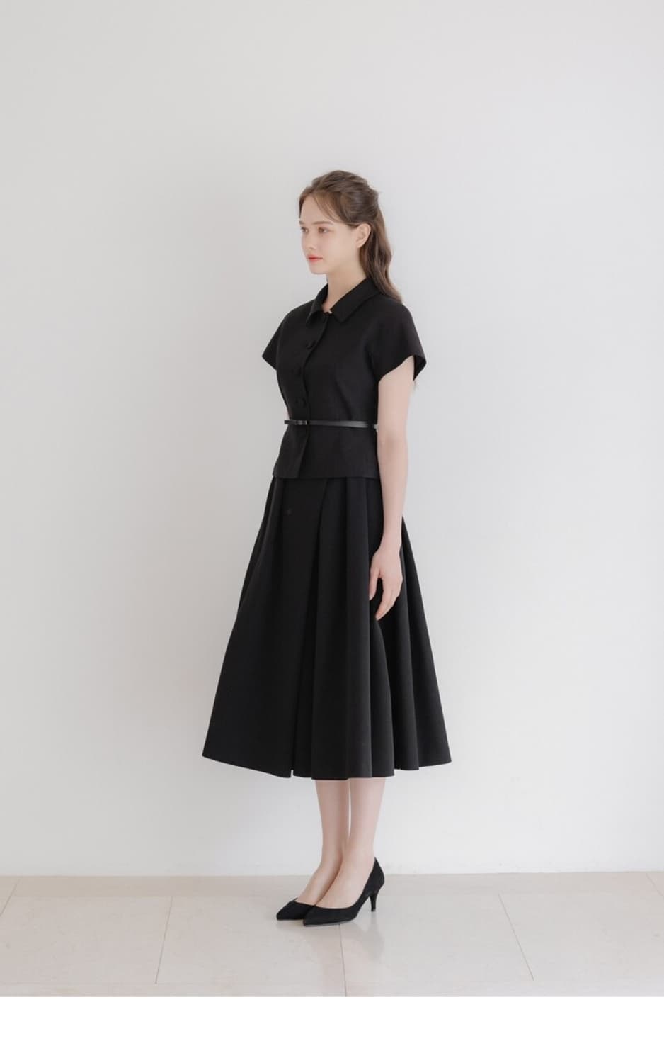 르로망 Cap-sleeve Jacket(벨트 제공) / Black 상품이미지6