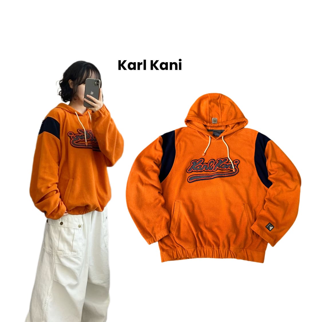 칼카니 빅로고 올드스쿨 플리스 오버핏 후드티 상품이미지1