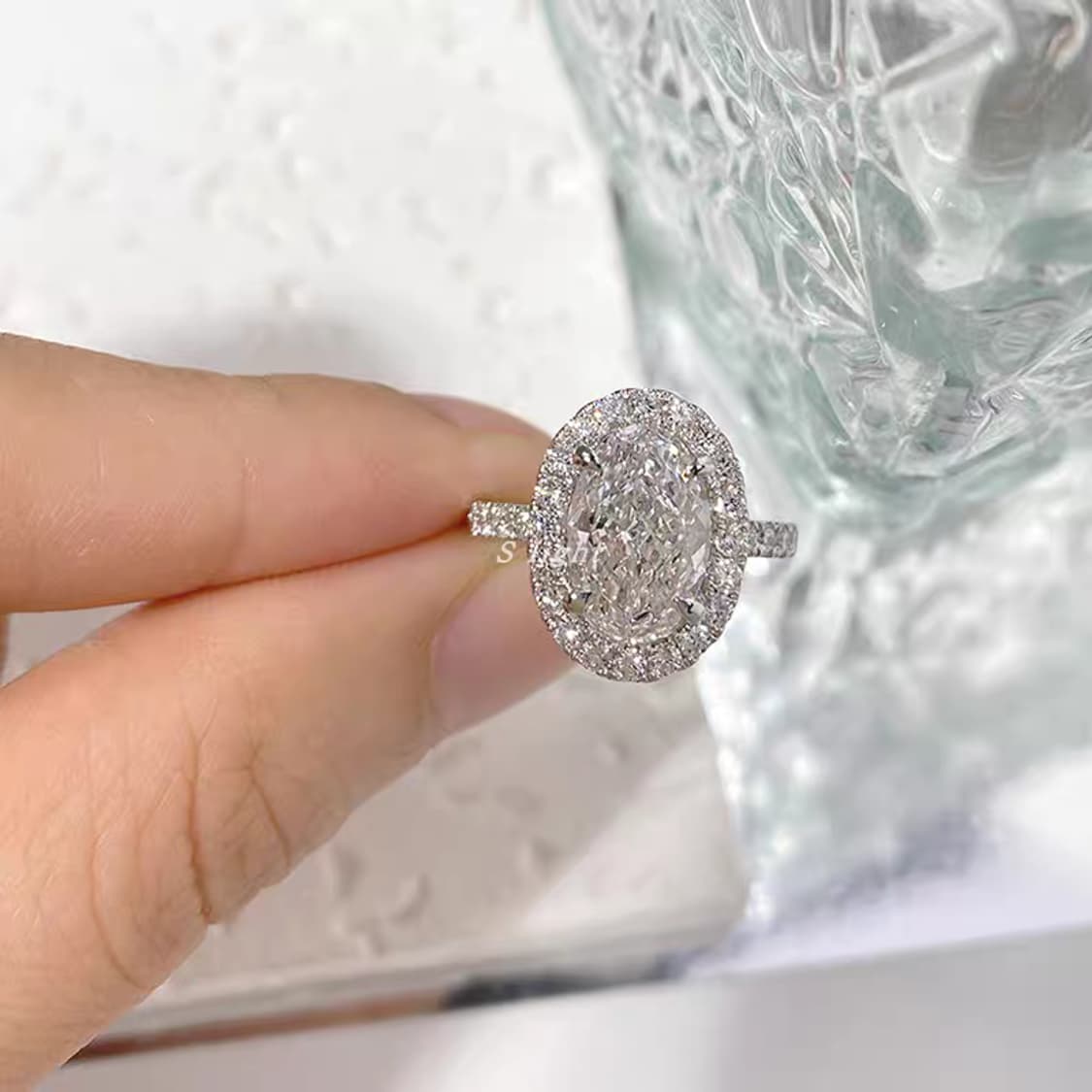 Oceanora 랩 그로운 다이아몬드 PT950 여성용 웨딩 반지 상품이미지3