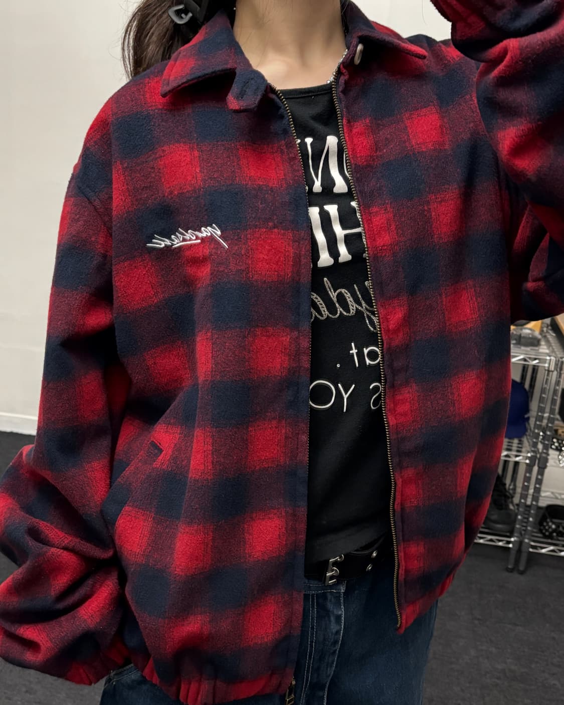 빈티지 플란넬 울 체크 퀼팅 점퍼 상품이미지2