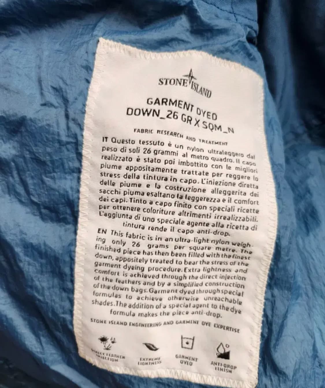[정품] 스톤 아일랜드 메탈릭 패딩 자켓 라이트블루 S 상품이미지3