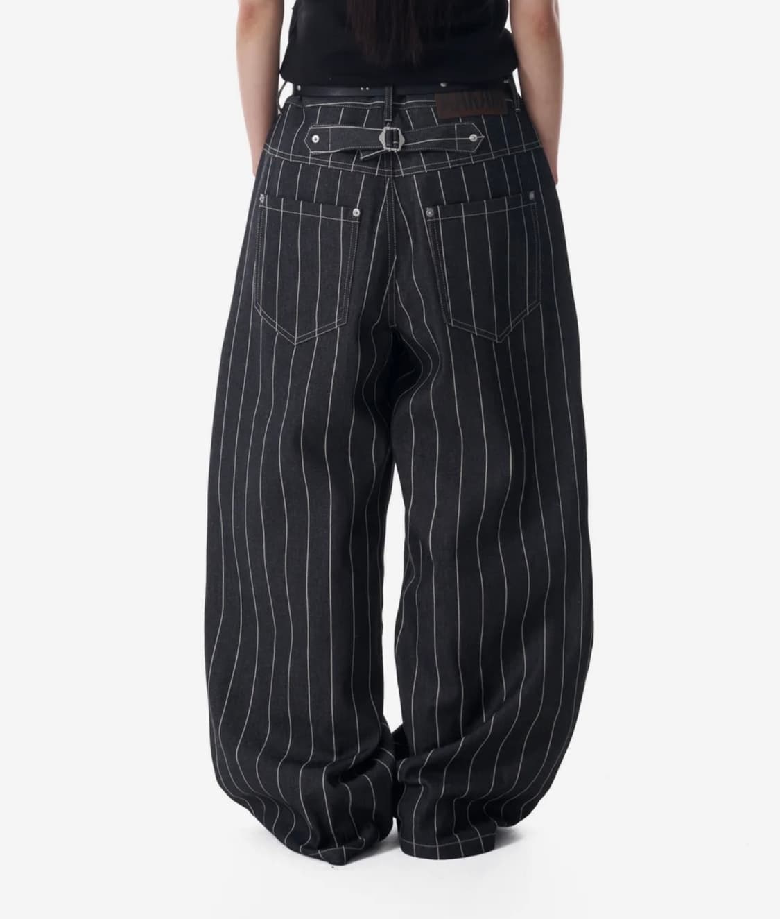 aakam Striped Cinch Back Denim Pants (Bl 상품이미지3