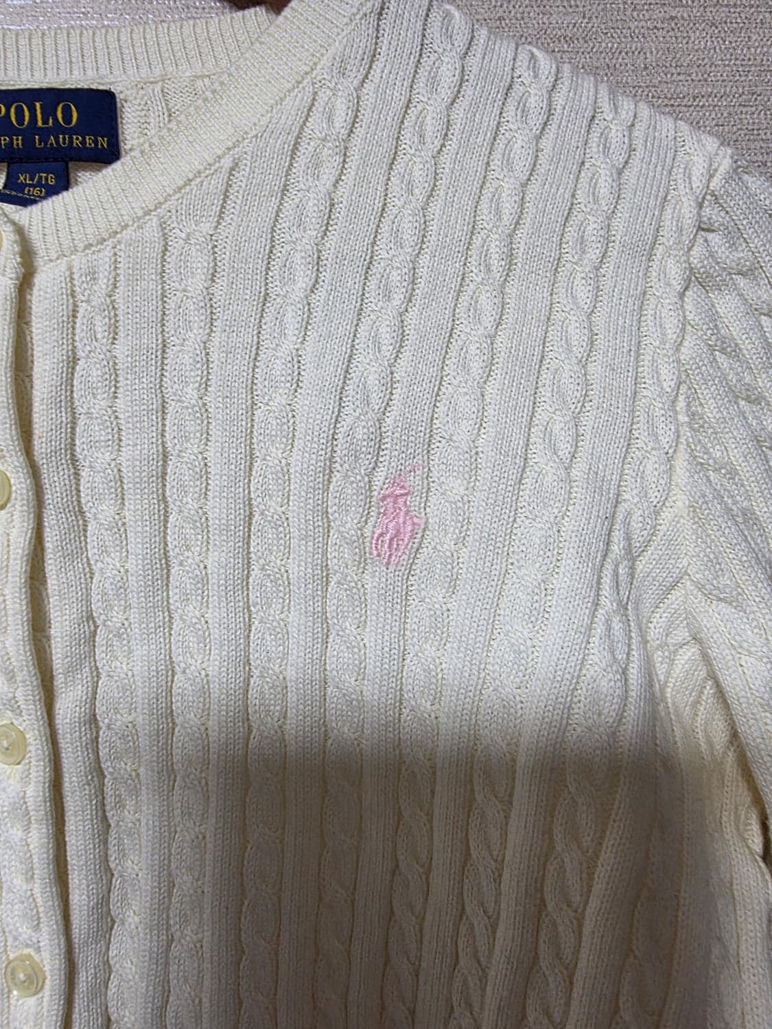 폴로 걸즈 크림색 가디건 XL 상품이미지3