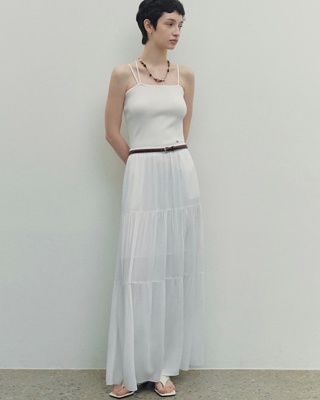 니브 프릴 맥시 스커트 화이트 상품이미지3