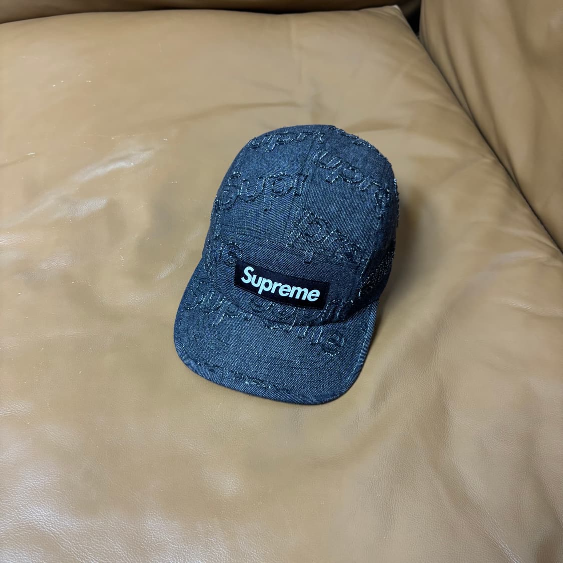 슈프림 캠프캡 모자 박스로고 데님 블랙 상품이미지1