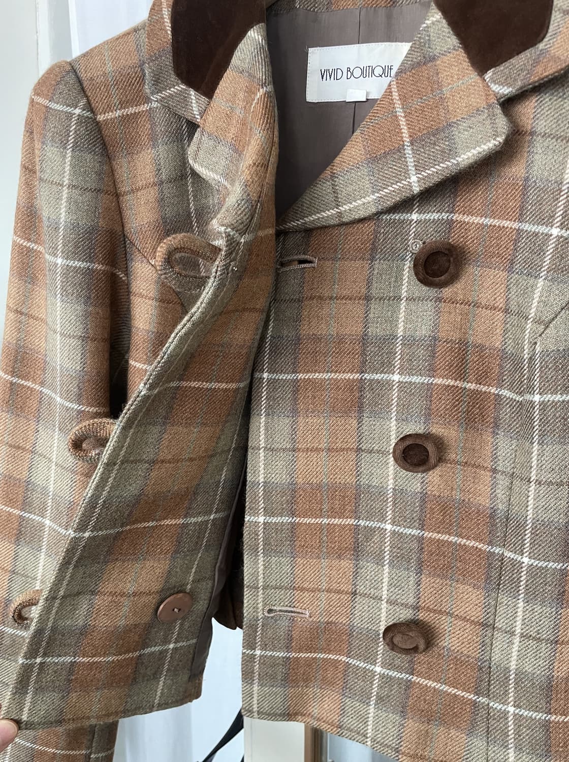 plaid double breasted cropped jacket 상품이미지4