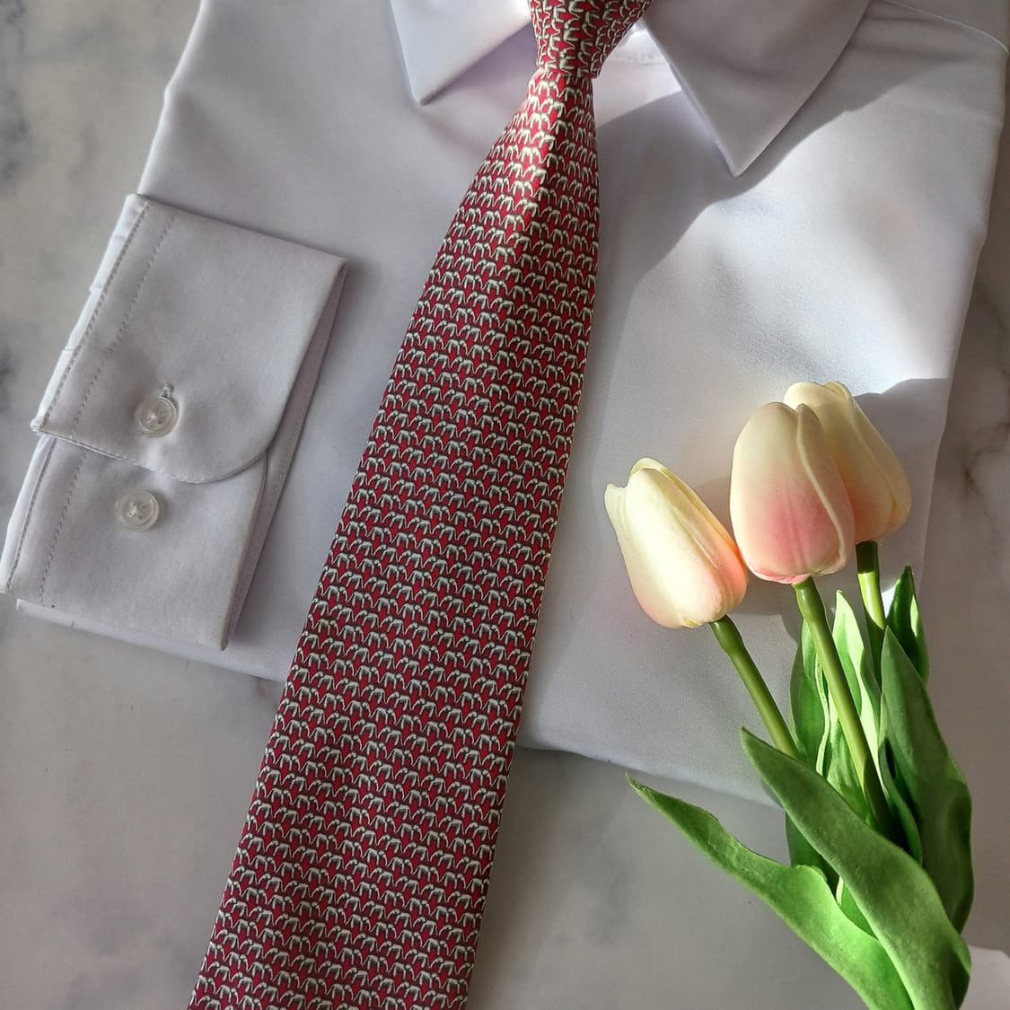 짐톰슨 실크 레드 코끼리 패턴 넥타이 8.7cm A+등급 A19047
 상품이미지5