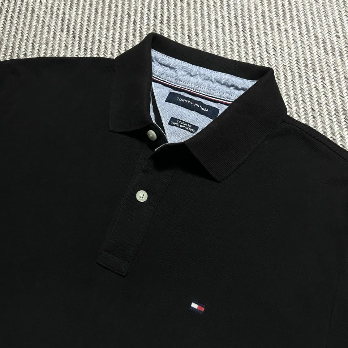 [L] Tommy 타미힐피거 베이직 블랙 코튼 반팔 카라티 상품이미지2
