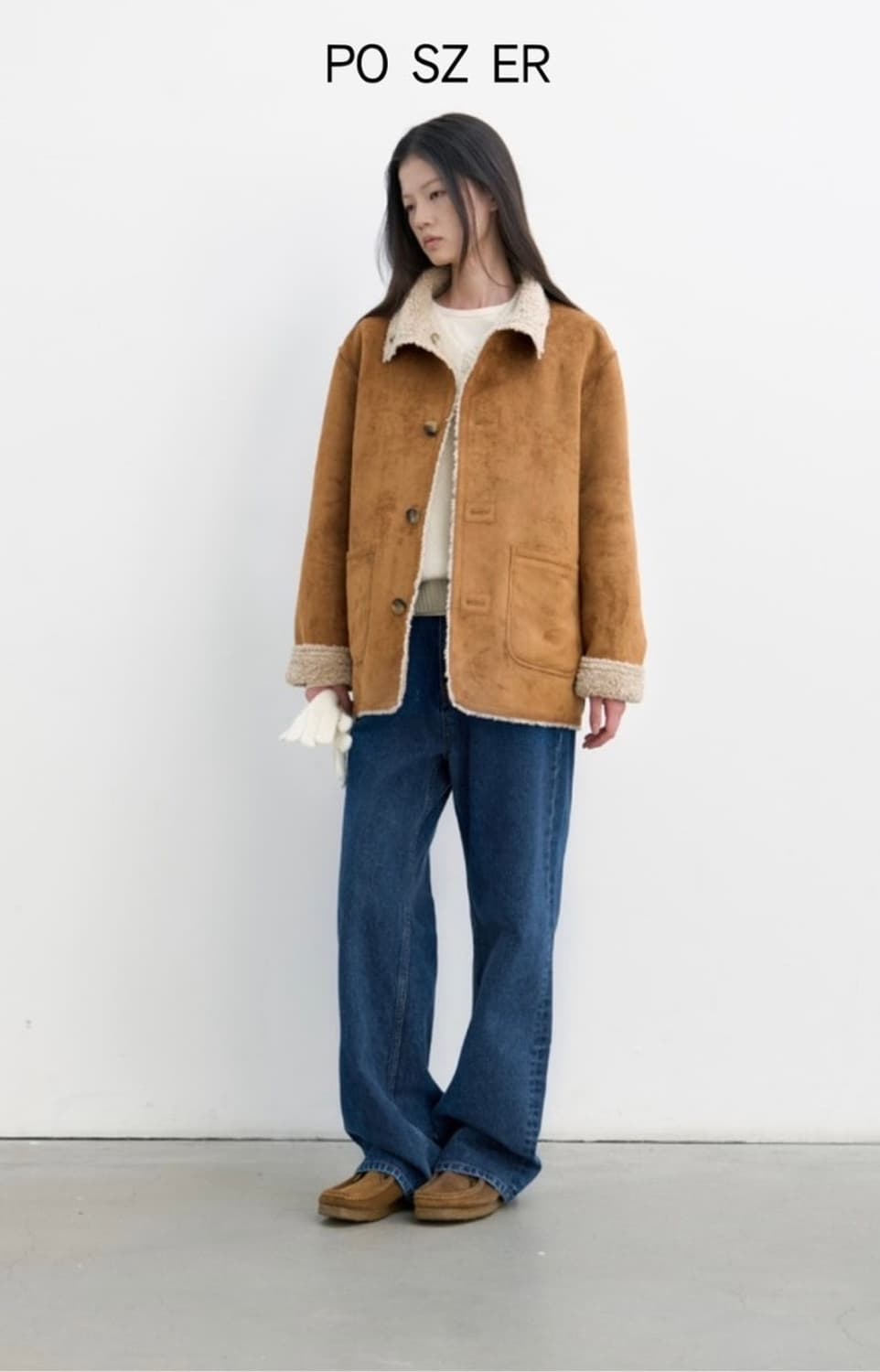 포저 리버시블 무스탕 카멜 상품이미지2