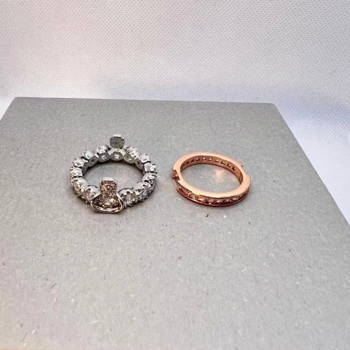 비비안웨스트우드 아카이브 실버 크리스탈 orb 로즈골드 2단 레이어 링 상품이미지5