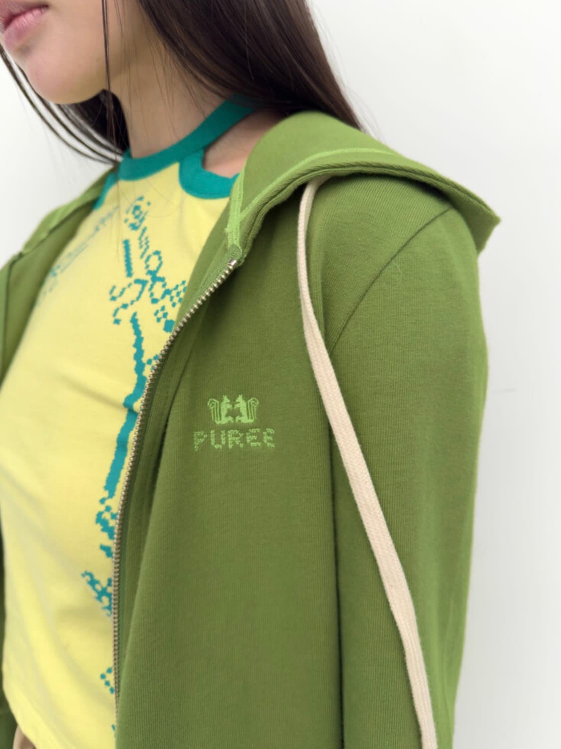 퓨레 - Dotori zip-up hoodie Green 상품이미지2