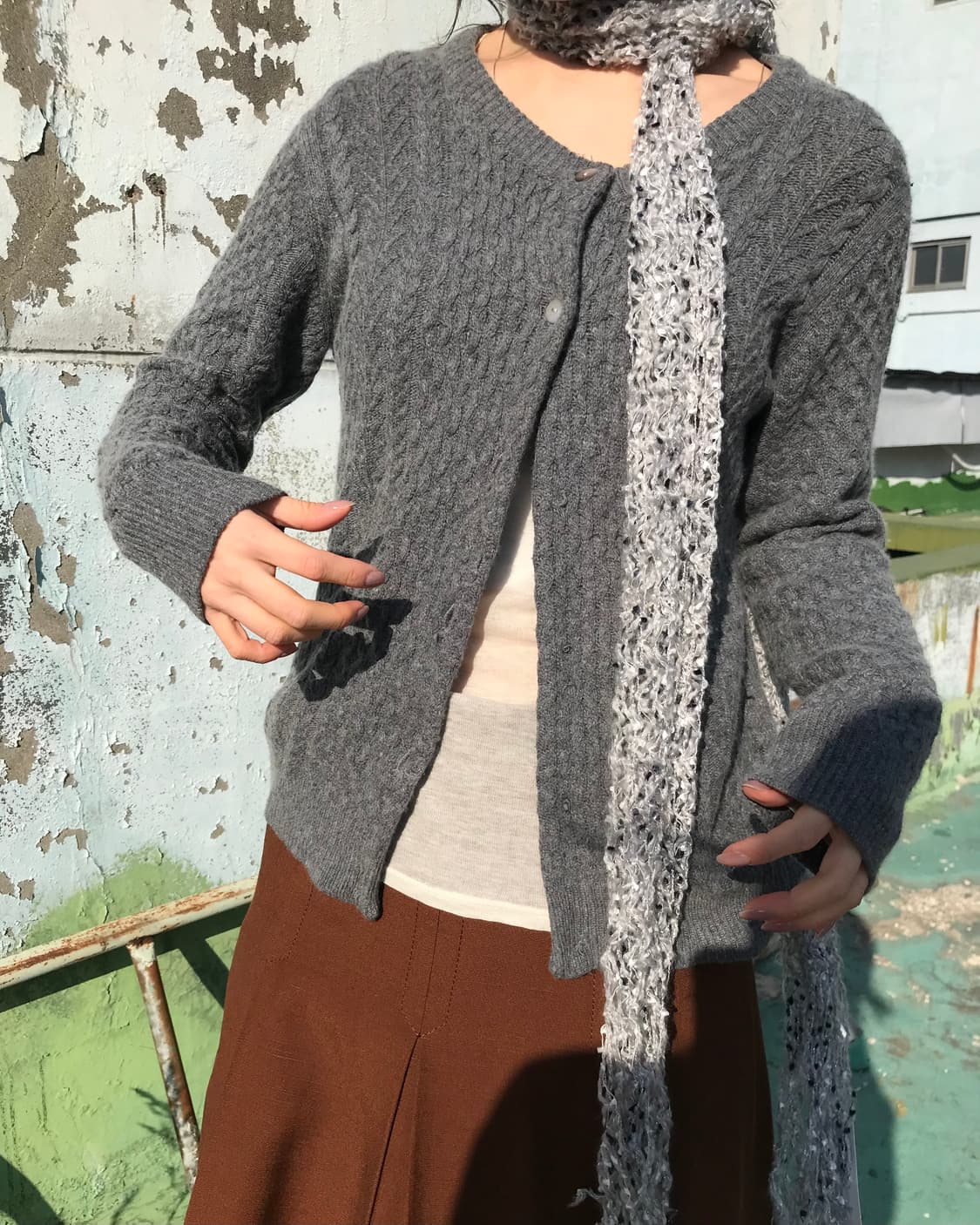 그레이 램스울 가디건 상품이미지7