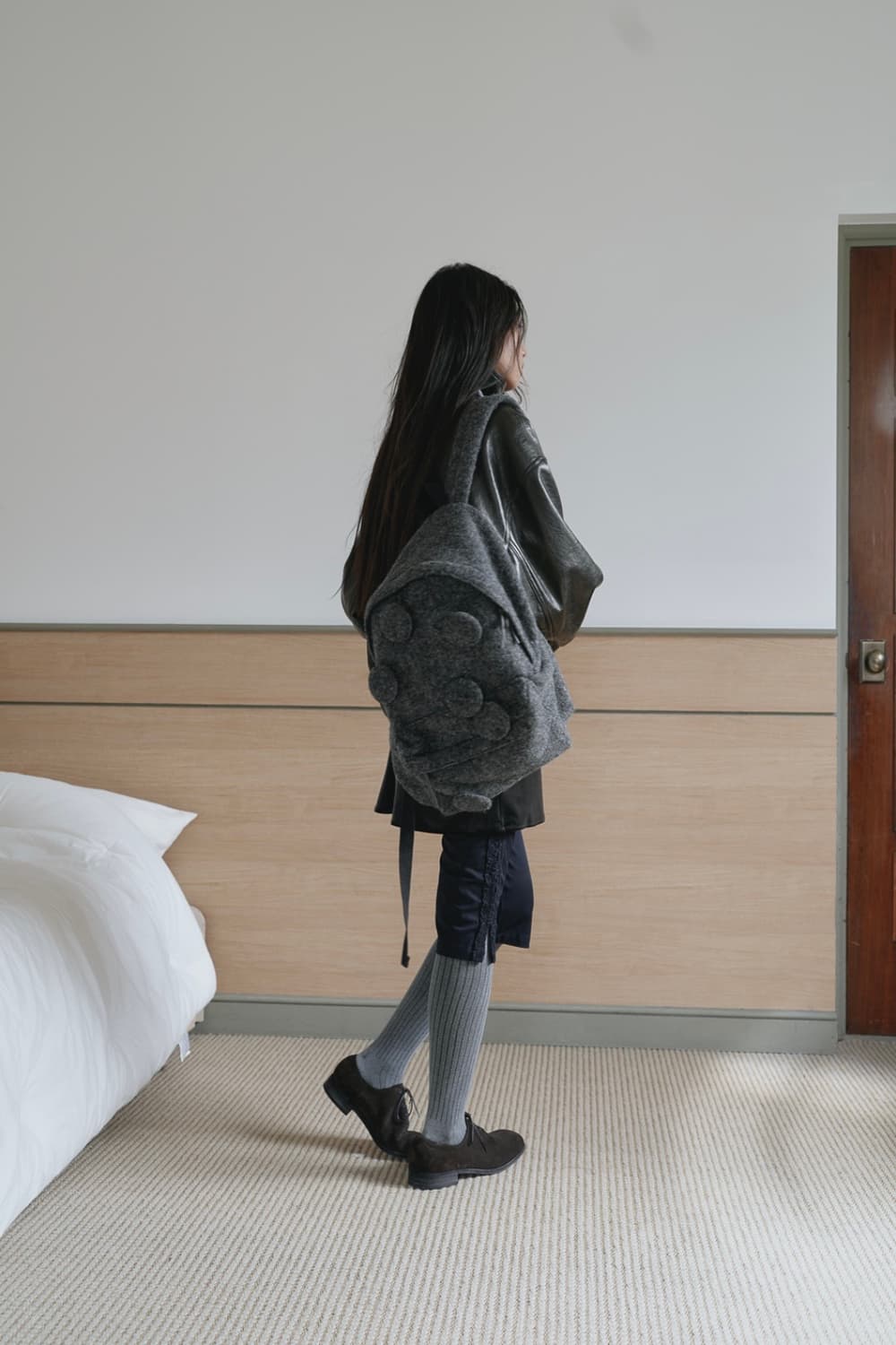 SAENGINSTUDIO 핀버튼 플리스 울 백팩 상품이미지6