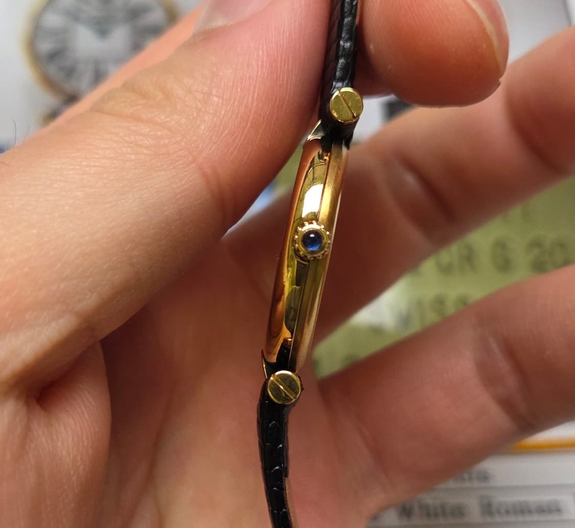 빈티지 까르띠에 머스트드 방돔 화이트로만 블루핸즈 쿼츠 여성용 (감정서  상품이미지5