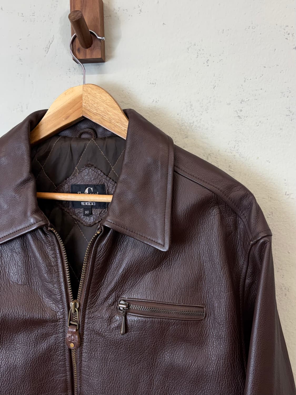빈티지 소가죽 포켓 레더 자켓 브라운 상품이미지3