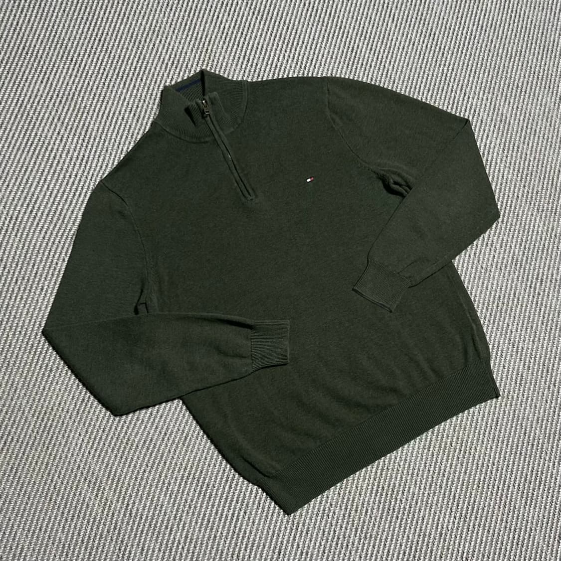 [M] Tommy 타미힐피거 카키 반집업 코튼 풀오버 니트 상품이미지2