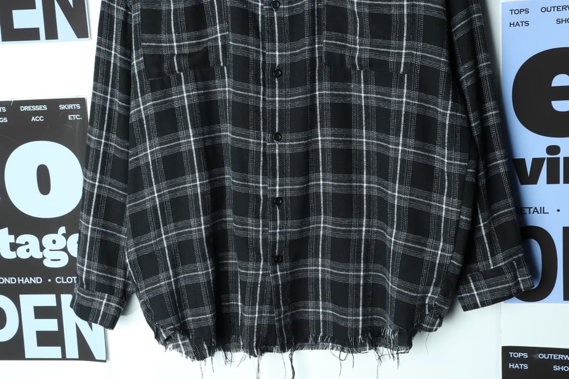 (M-L) 레이로우 셔츠 남방 y2k 체크 블랙 스트릿-H31289 상품이미지4