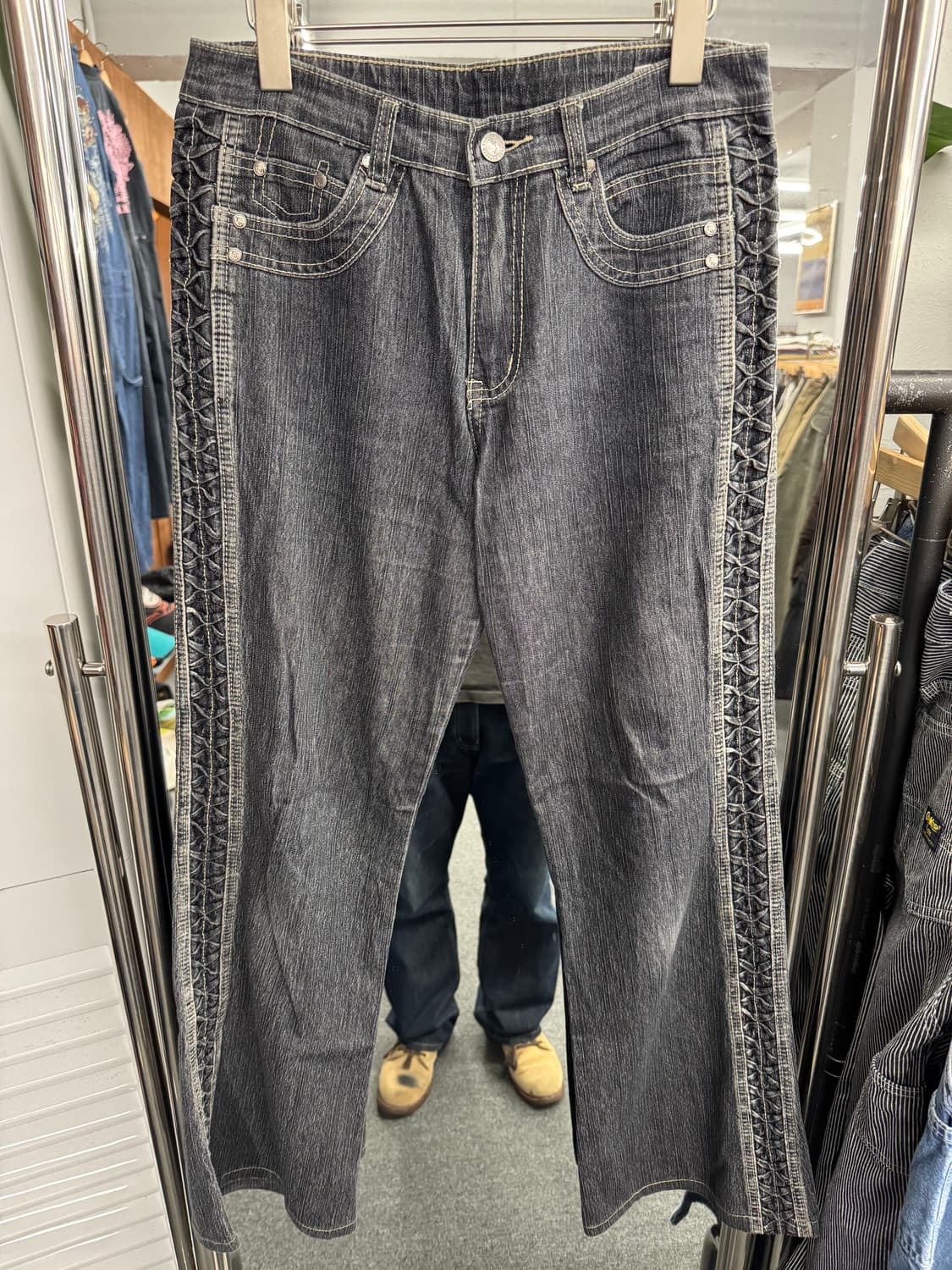 Japanese vintage 여성 부츠컷 흑청 데님팬츠 상품이미지1
