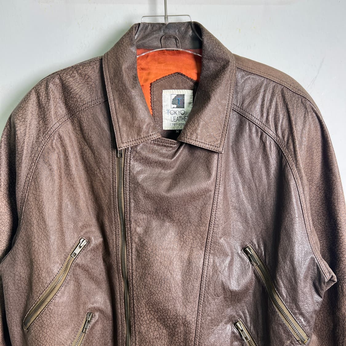 Tokyo Leather 브라운 가죽 봄버 자켓 M 상품이미지4