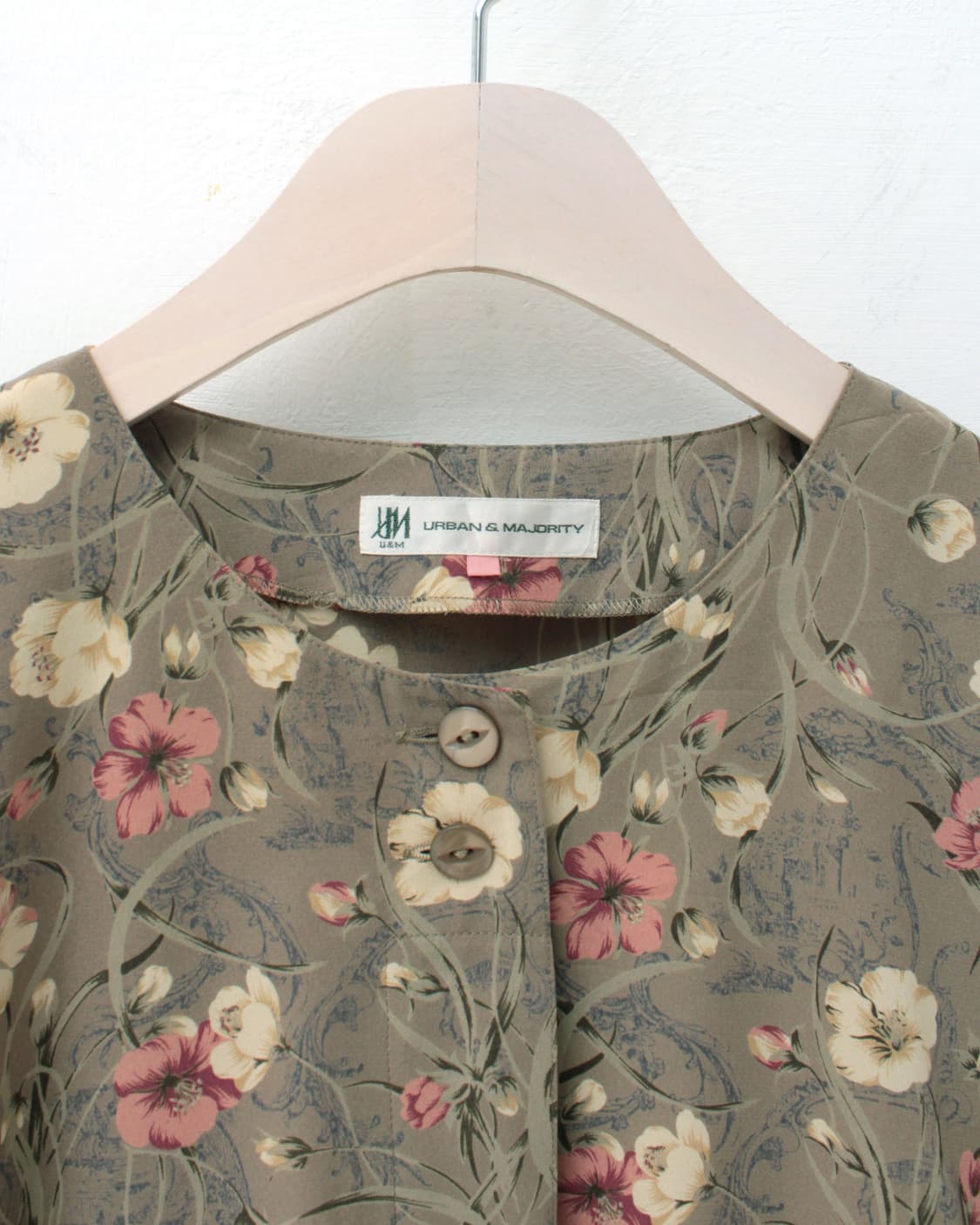 일본 빈티지 플라워 패턴 라운드넥 블라우스 상품이미지2