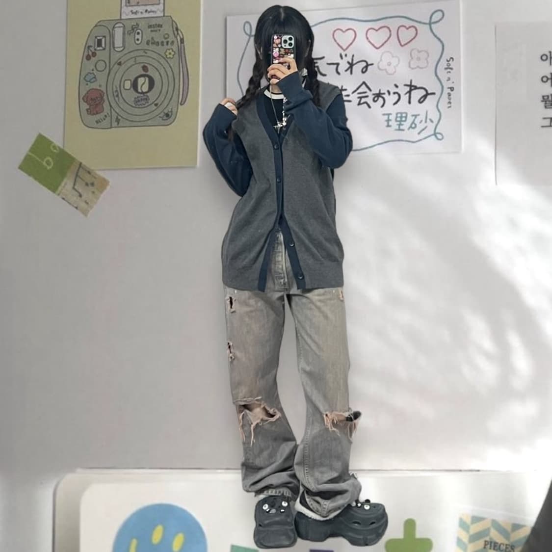  바나나리퍼블릭 브이넥 배색 가디건 상품이미지1