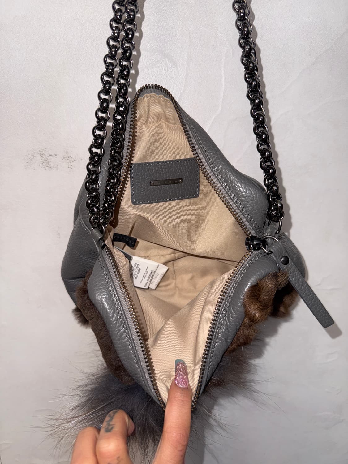 Mixed ash brown fox fur chain bag 상품이미지5