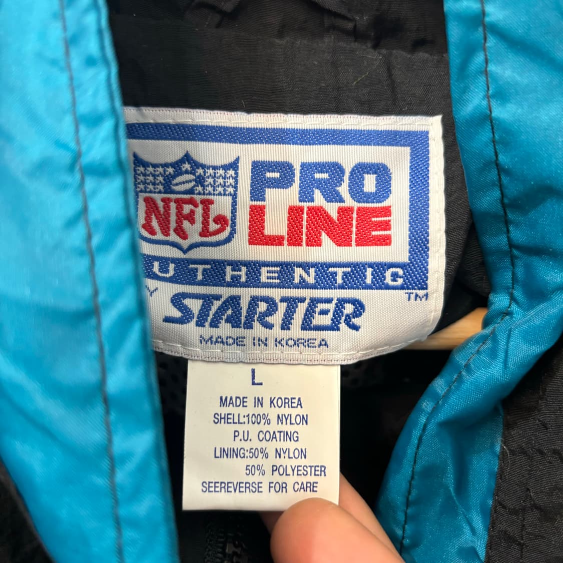 스타터 X NFL 90s 올드스쿨 캐롤라이나 팬서스 바람막이 L 상품이미지7