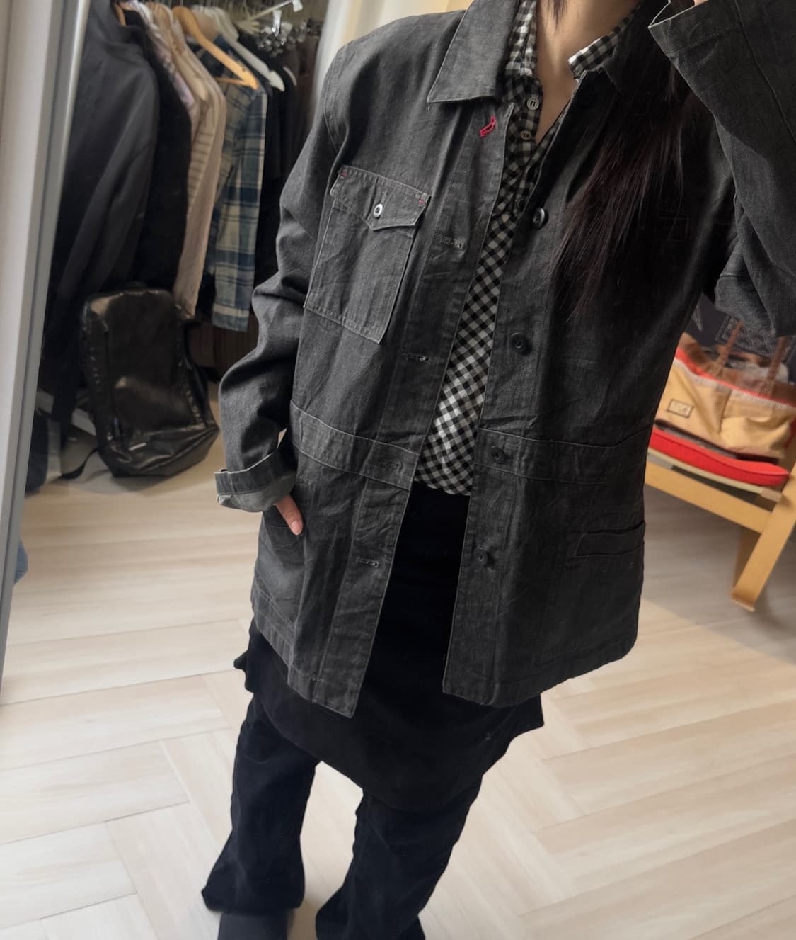 [BRACE BELL] black denim jacket 상품이미지2