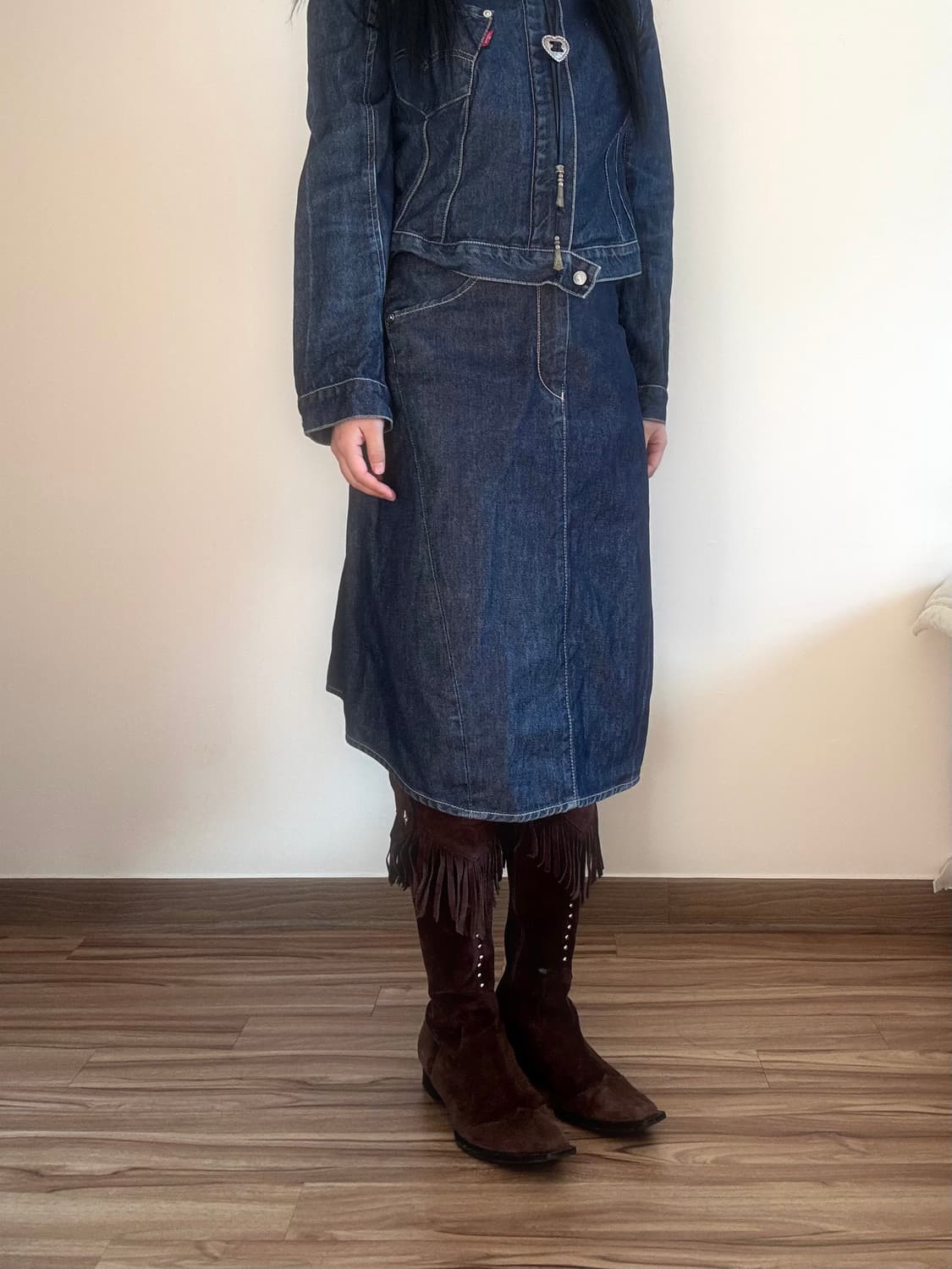 리바이스 데님 미디 플리츠 스커트 상품이미지3