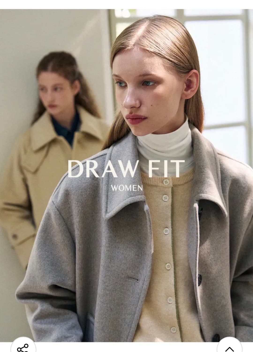 (S) 드로우핏 우먼 소프트 울 캐시미어 오버사이즈 하프 코트 판매 상품이미지2