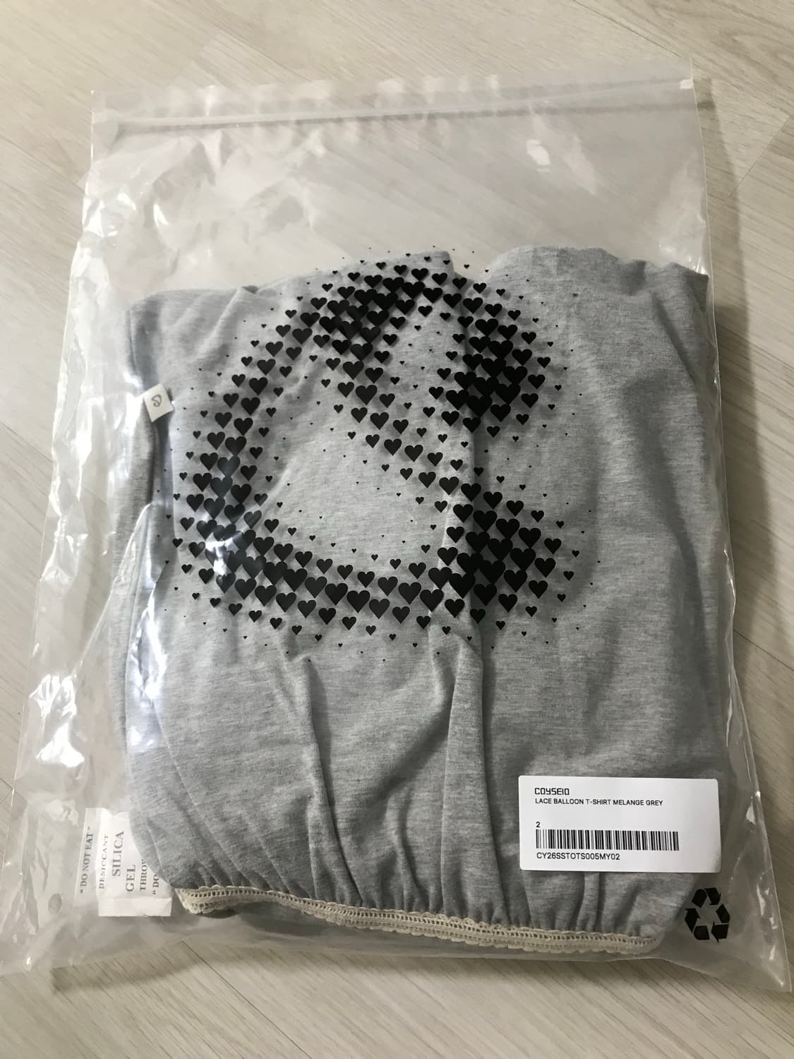 코이세이오 레이스 벌룬 티셔츠 멜란지그레이 2사이즈 상품이미지2