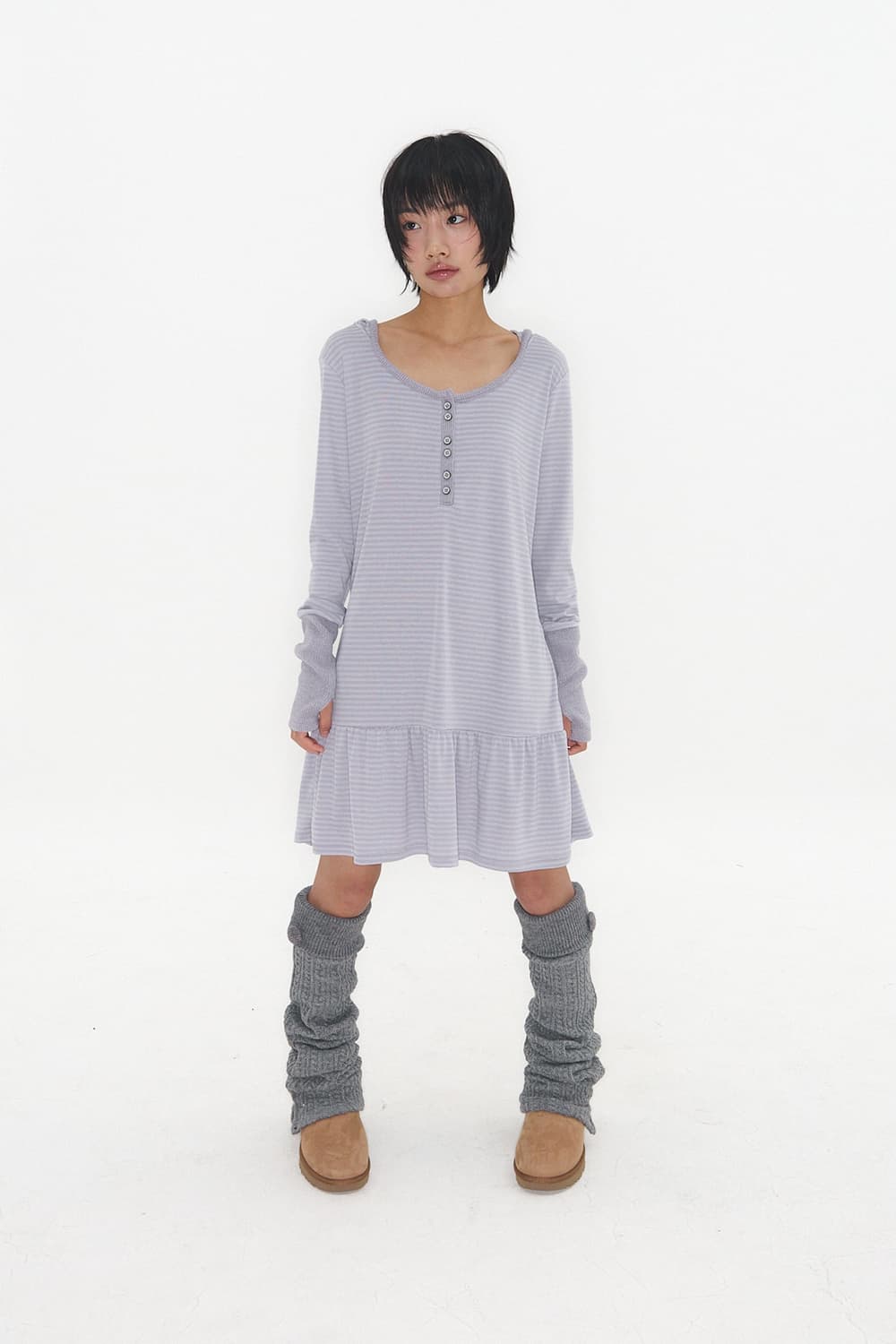 익스파이드걸 COZY BUTTON LEG WARMER GREY 상품이미지4