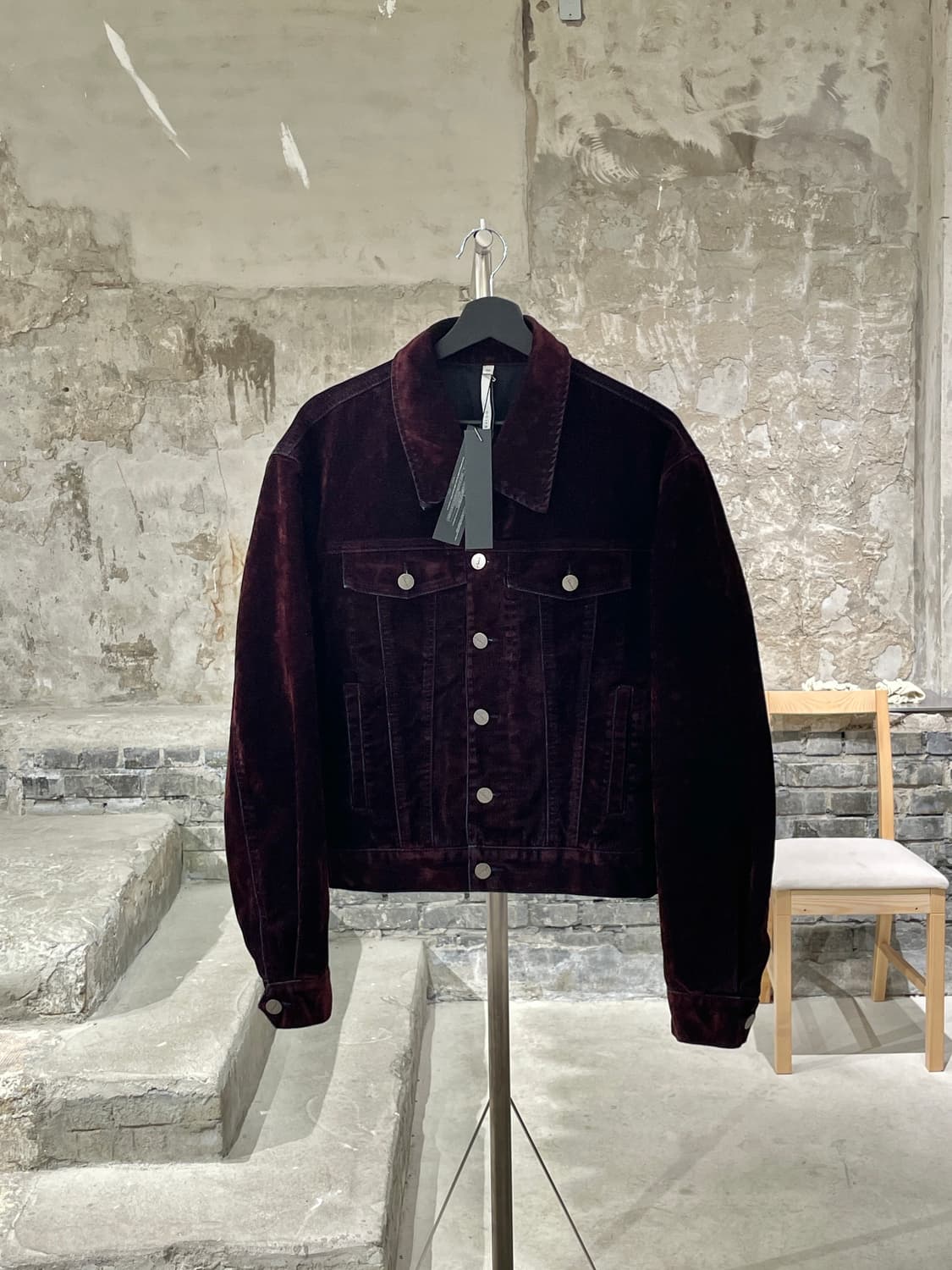 노이어 와인 벨벳 트러커 데님 자켓 상품이미지1