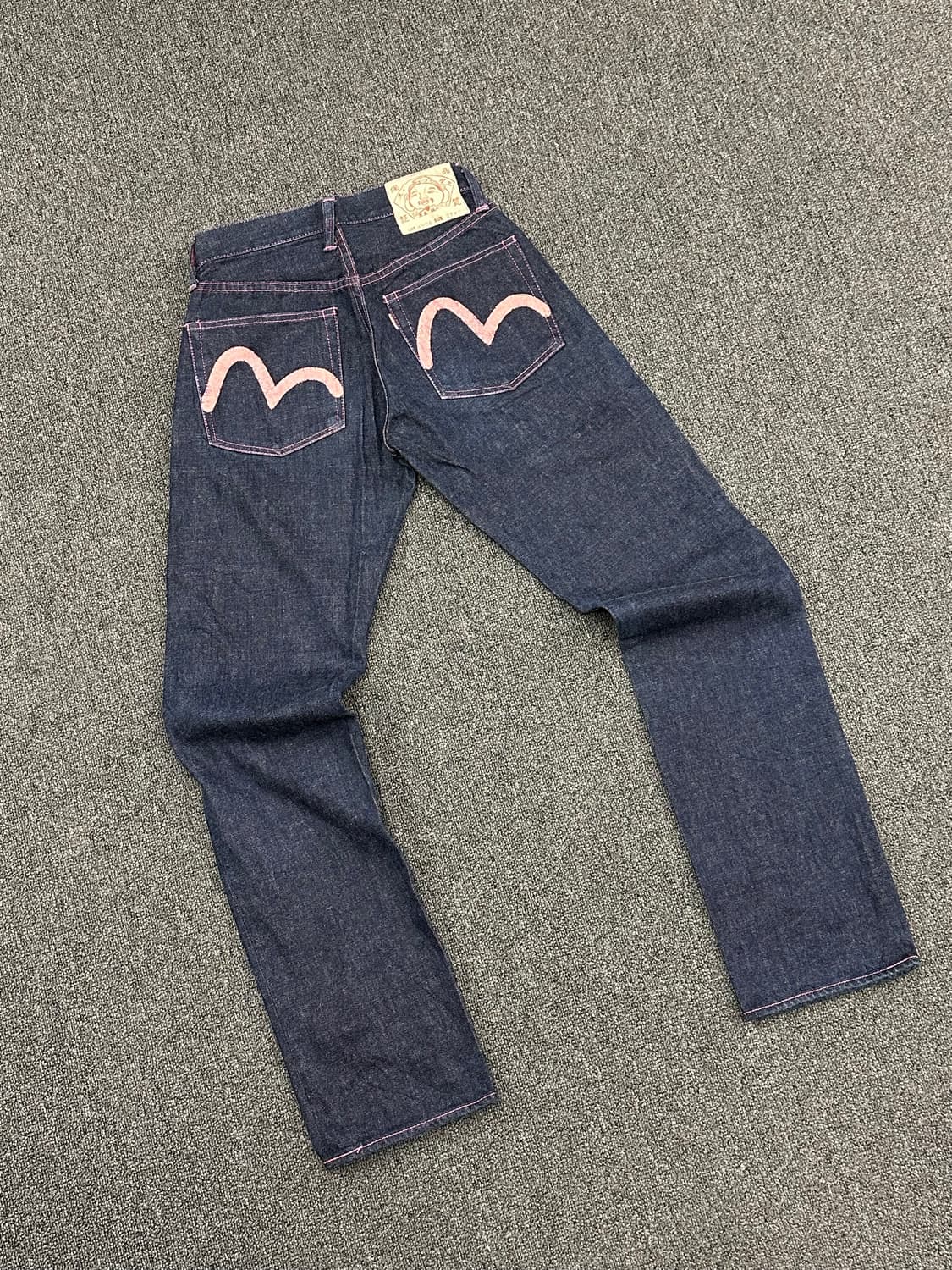 27)에비수 빈티지 포켓 프린팅 핑크 스티지 데님팬츠 상품이미지1