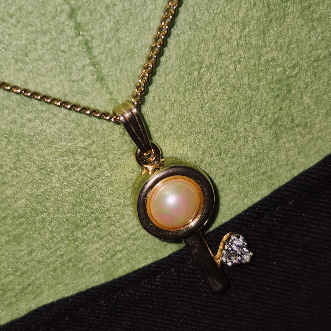 90s 프랑스 꾸레쥬 진주 하트 열쇠 큐빅 목걸이 상품이미지9