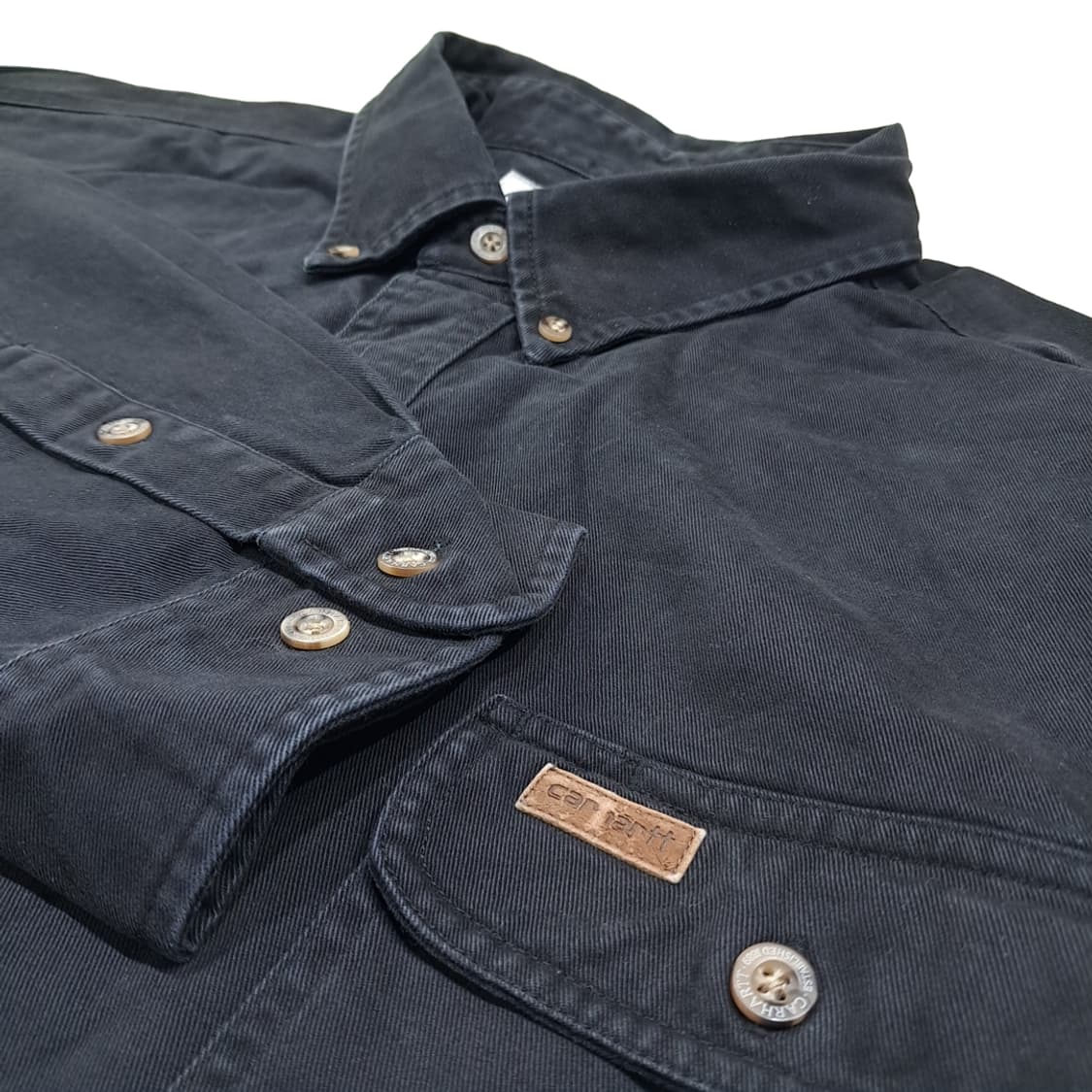 CL397 2XL 칼하트 90s 코튼 버튼다운 블랙 셔츠 남방 상품이미지3
