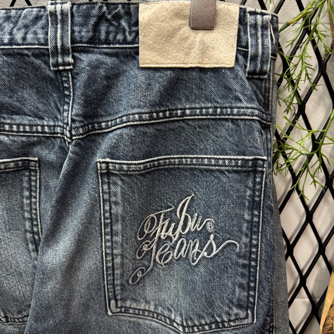 00s FUBU 배기 데님 팬츠 후면 포켓 레터링 포인트 중청 상품이미지7