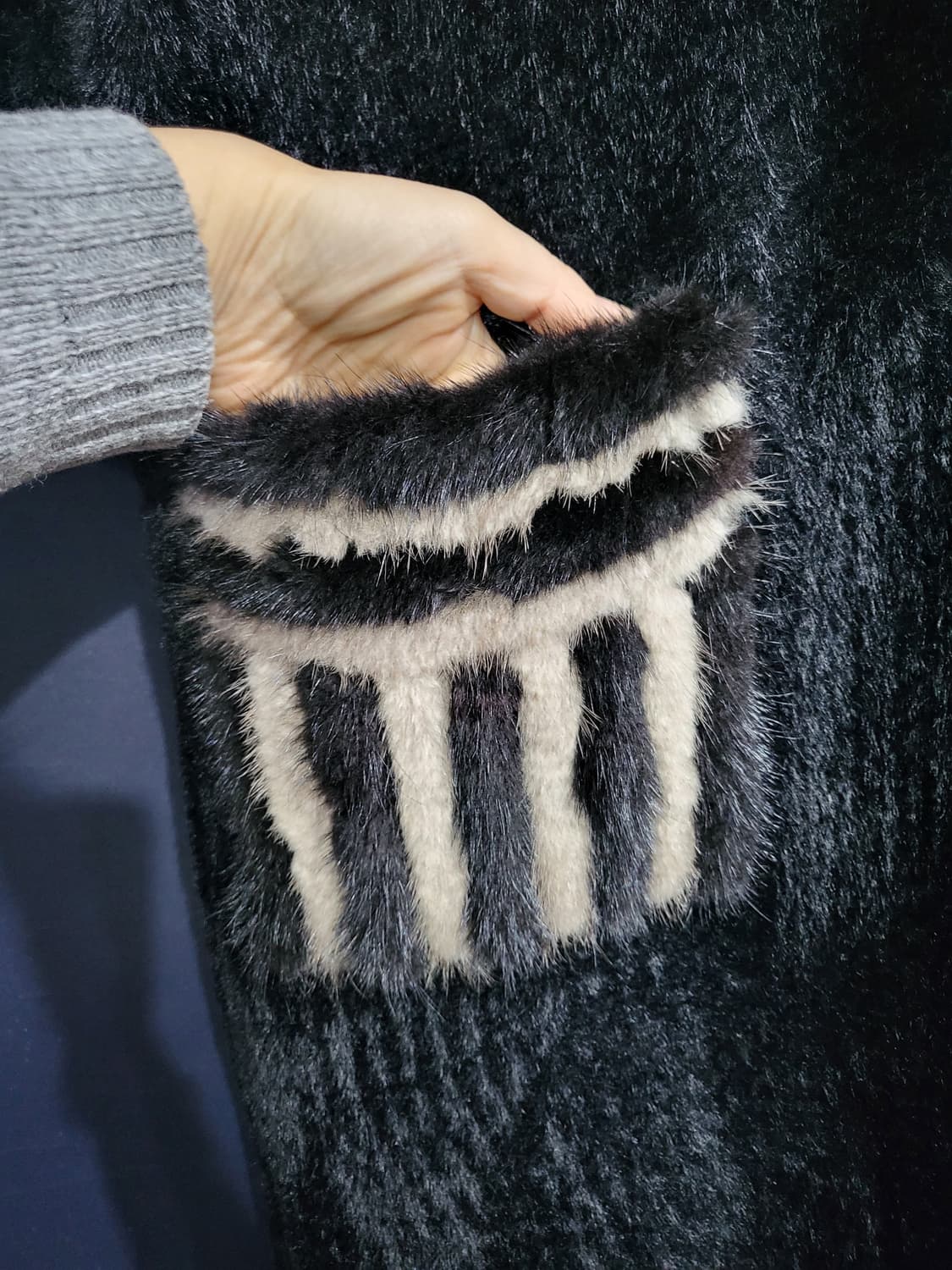 포켓밍크 퍼 후드자켓 가디건 상품이미지4