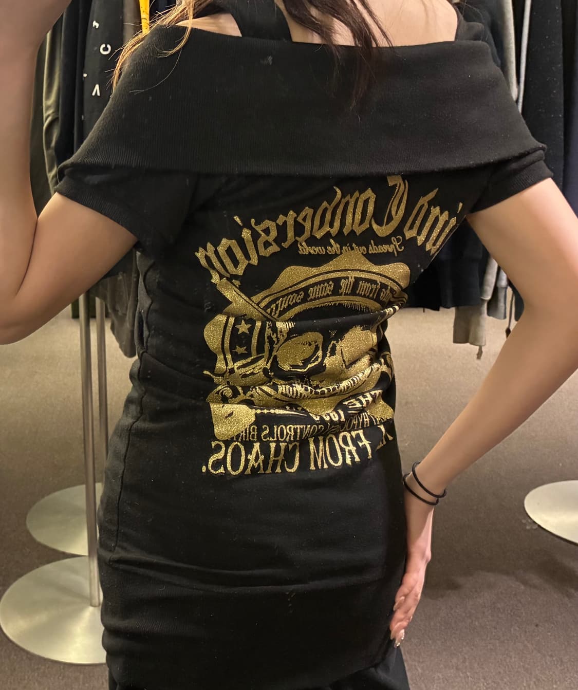 L)Japanese vintage 여성 y2k 하이넥 숏슬리브 상품이미지2