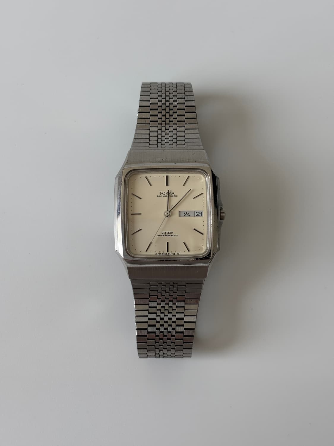 1990년대 Forma 크림 다이얼 실버 스퀘어 쿼츠 남성 상품이미지1