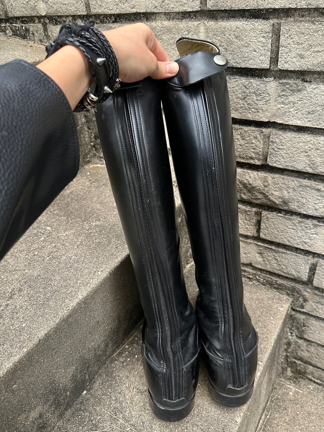 Golden horse laceup leather riding boots 상품이미지6
