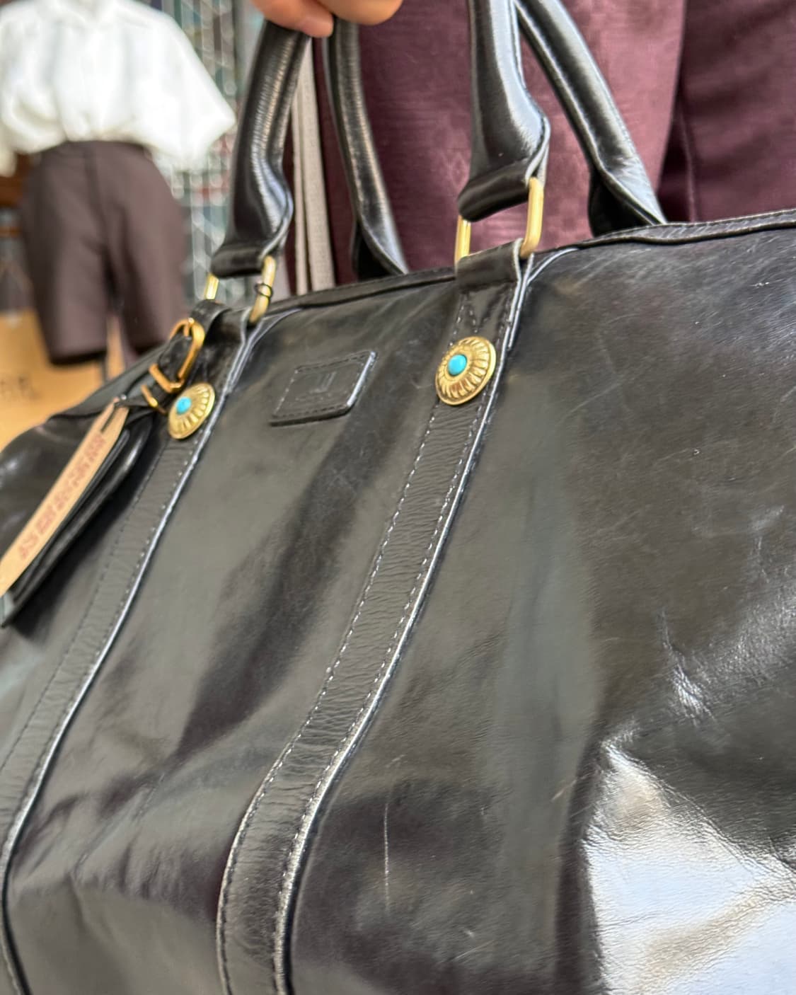 80-90‘s 던힐 스포츠 콘초 레더 보스턴백 상품이미지9