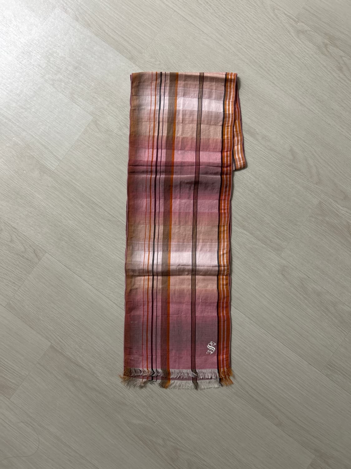 셔터 린넨 실크 체크 스카프 상품이미지2