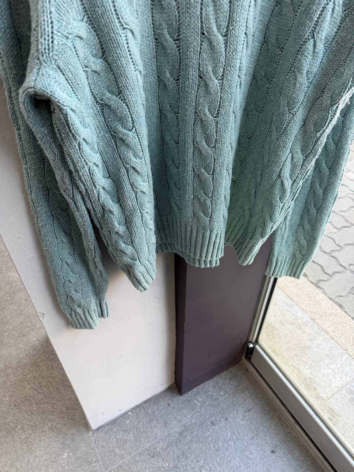 XL/ 폴로랄프로렌 실크100% 숄카라 케이블 니트 상품이미지4