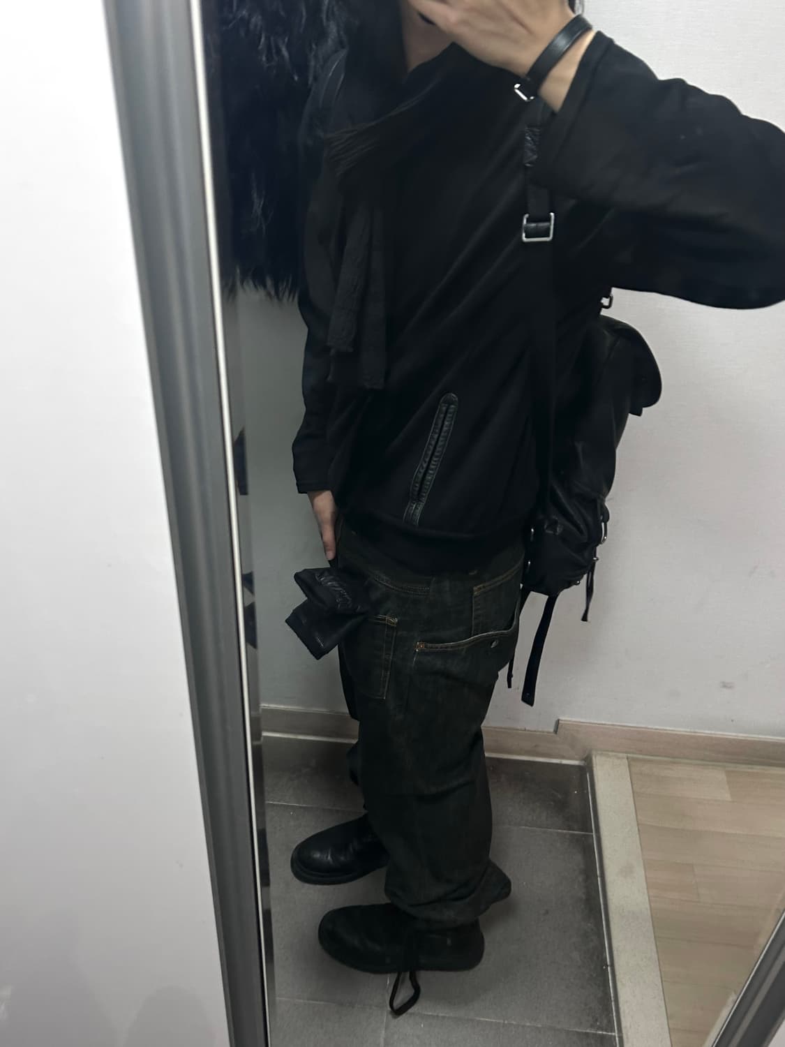 아르마니 익스체인지 레더 포켓 더블 가디건 상품이미지1