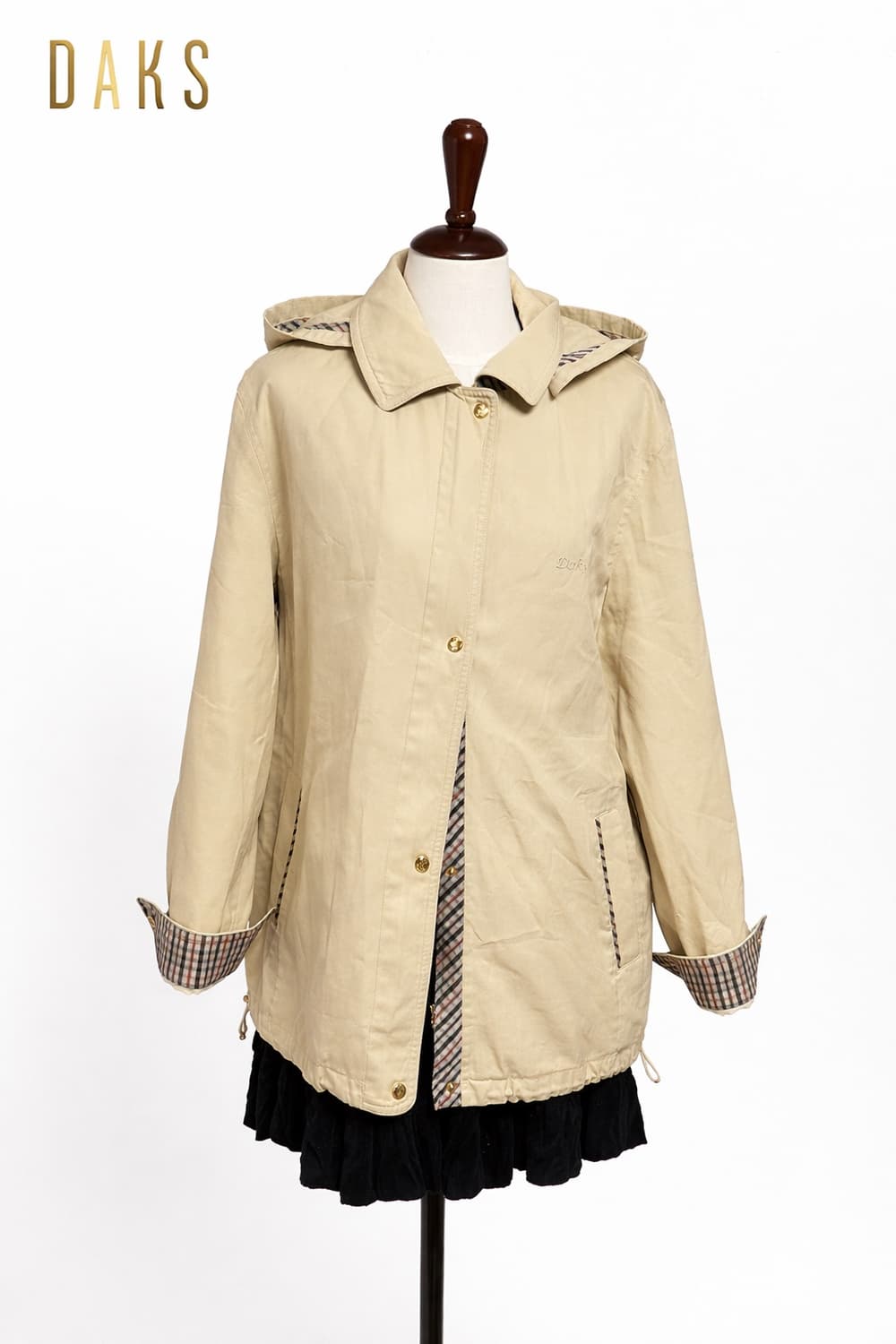 상태굿) 닥스 봄 후드 트렌치 하프코트 베이지 체크안감 상품이미지2
